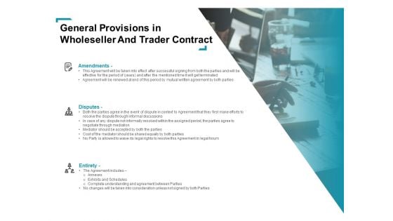 Wholeseller And Trader Contract Proposal General Provisions In Wholeseller And Trader Contract Mockup PDF