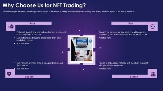 Why Choose Us For NFT Trading Ppt Layouts Graphics Design PDF Why Choose Us For NFT Trading Ppt Layouts Graphics Design PDF