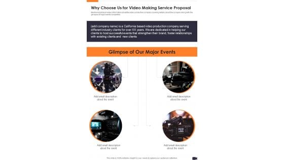 Why Choose Us For Video Making Service Proposal One Pager Sample Example Document