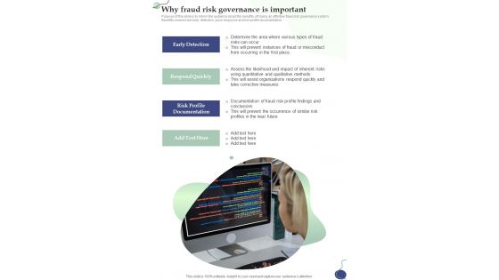 Why Fraud Risk Governance Is Important One Pager Sample Example Document