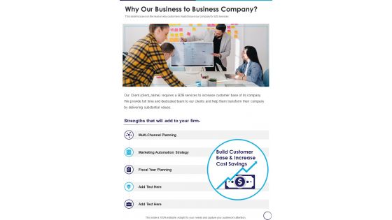 Why Our Business To Business Company One Pager Sample Example Document Why Our Business To Business Company One Pager Sample Example Document