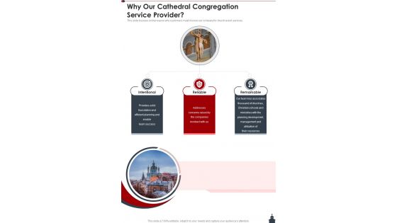 Why Our Cathedral Congregation Service Provider One Pager Sample Example Document Why Our Cathedral Congregation Service Provider One Pager Sample Example Document