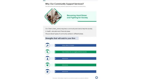 Why Our Community Support Services One Pager Sample Example Document