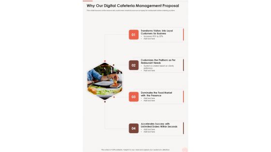 Why Our Digital Cafeteria Management Proposal One Pager Sample Example Document