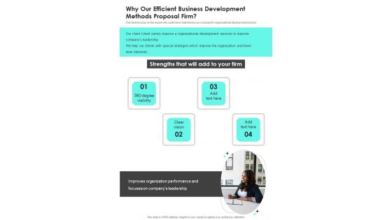 Why Our Efficient Business Development Methods Proposal Firm One Pager Sample Example Document Why Our Efficient Business Development Methods Proposal Firm One Pager Sample Example Document