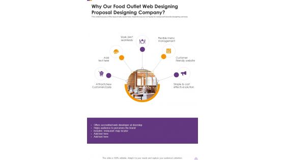 Why Our Food Outlet Web Designing Proposal Designing Company One Pager Sample Example Document Why Our Food Outlet Web Designing Proposal Designing Company One Pager Sample Example Document