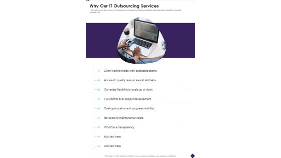 Why Our IT Outsourcing Services One Pager Sample Example Document