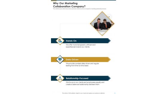 Why Our Marketing Collaboration Company One Pager Sample Example Document Why Our Marketing Collaboration Company One Pager Sample Example Document