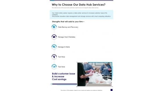 Why To Choose Our Data Hub Services One Pager Sample Example Document Why To Choose Our Data Hub Services One Pager Sample Example Document