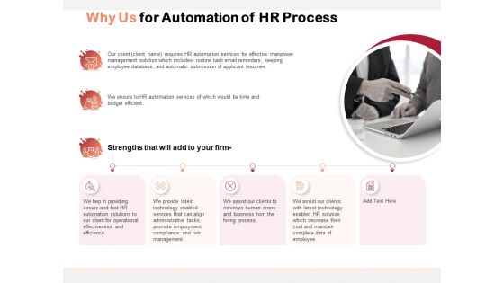 Why Us For Automation Of HR Process Ppt PowerPoint Presentation File Visuals PDF