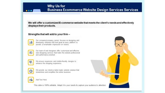 Why Us For Business Ecommerce Website Design Services Customized Ppt Gallery Portfolio PDF