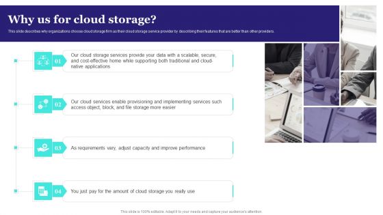 Why Us For Cloud Storage Ppt PowerPoint Presentation File Example File PDF