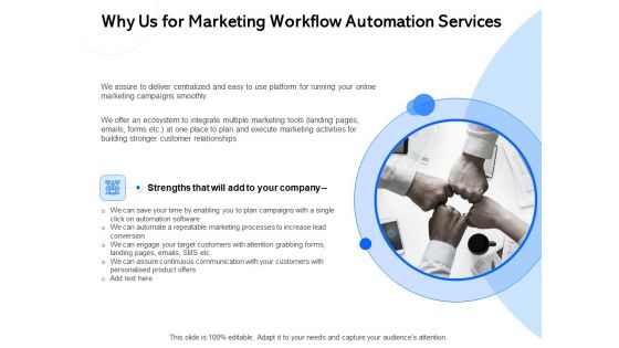 Why Us For Marketing Workflow Automation Services Ppt Sample PDF