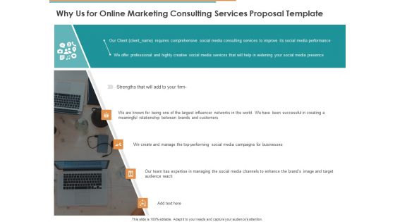 Why Us For Online Marketing Consulting Services Proposal Template Ppt Outline Layout PDF