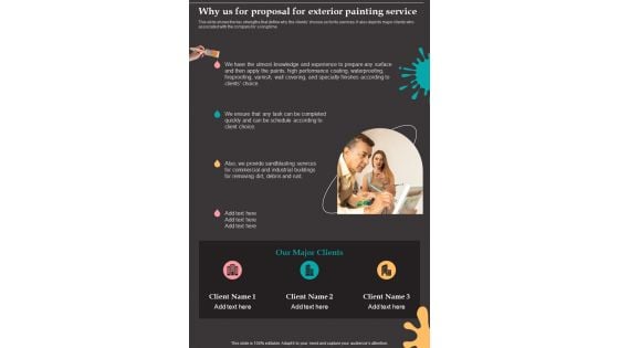 Why Us For Proposal For Exterior Painting Service One Pager Sample Example Document