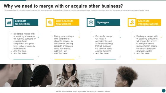 Why We Need To Merge With Or Acquire Other Business Sample PDF