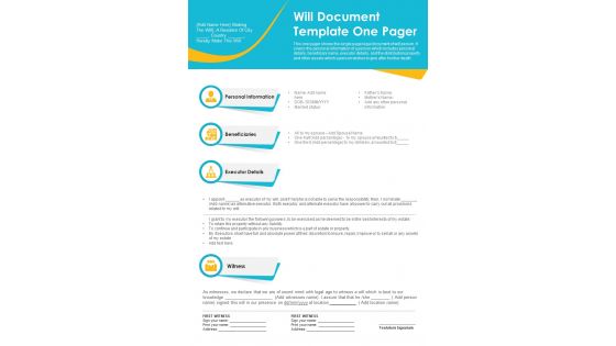 Will Document Template One Pager PDF Document PPT Template