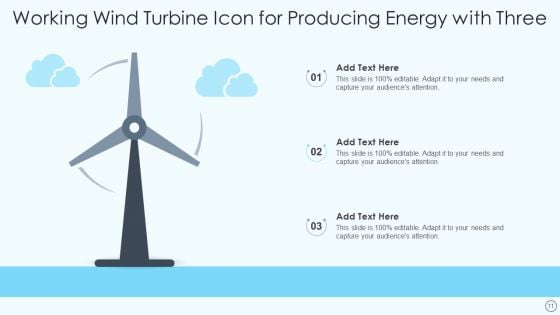 Wind Turbine Icon For Producing Energy Ppt PowerPoint Presentation Complete With Slides