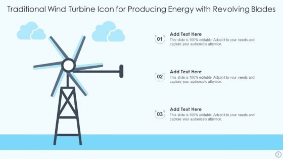 Wind Turbine Icon For Producing Energy Ppt PowerPoint Presentation Complete With Slides