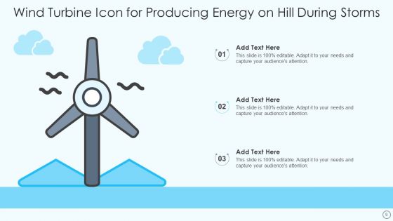 Wind Turbine Icon For Producing Energy Ppt PowerPoint Presentation Complete With Slides