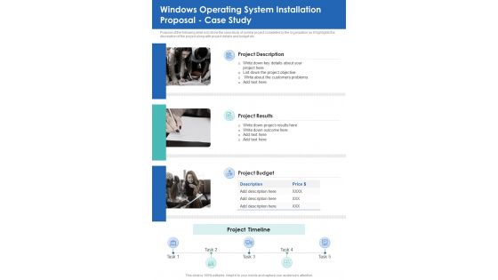 Windows Operating System Installation Proposal Case Study One Pager Sample Example Document