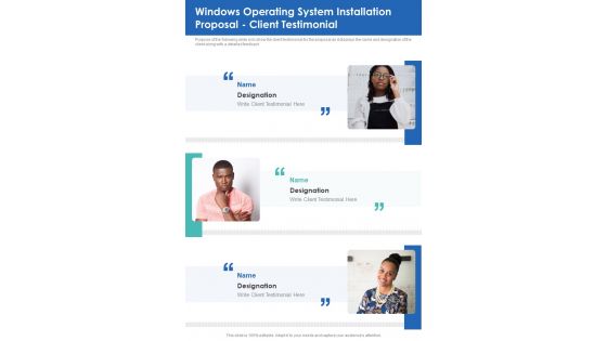 Windows Operating System Installation Proposal Client Testimonial One Pager Sample Example Document Windows Operating System Installation Proposal Client Testimonial One Pager Sample Example Document