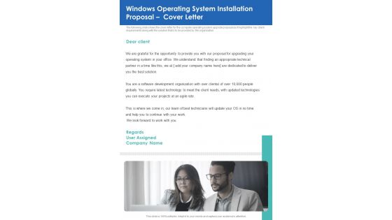 Windows Operating System Installation Proposal Cover Letter One Pager Sample Example Document Windows Operating System Installation Proposal Cover Letter One Pager Sample Example Document