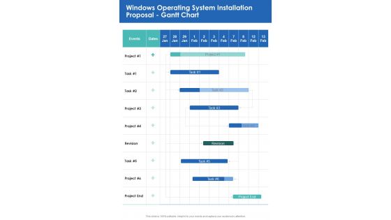 Windows Operating System Installation Proposal Gantt Chart One Pager Sample Example Document