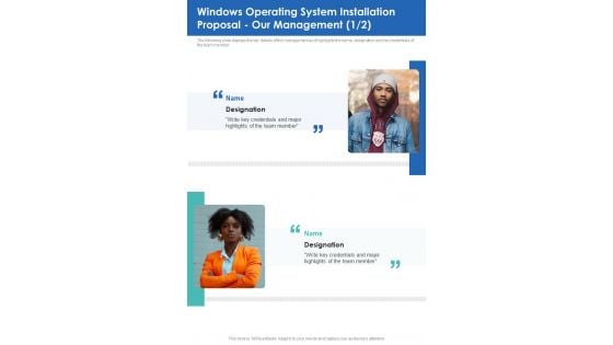 Windows Operating System Installation Proposal Our Management One Pager Sample Example Document Windows Operating System Installation Proposal Our Management One Pager Sample Example Document
