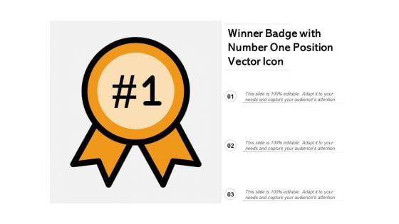 Winner Badge With Number One Position Vector Icon Ppt PowerPoint Presentation Pictures Icons