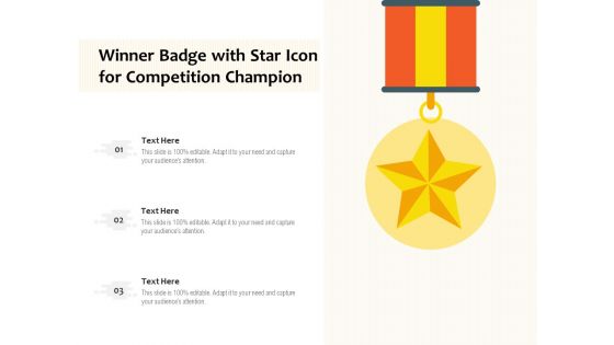 Winner Badge With Star Icon For Competition Champion Ppt PowerPoint Presentation Gallery Sample PDF