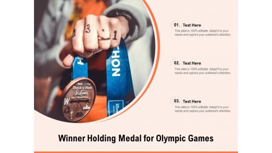 Winner Holding Medal For Olympic Games Ppt Powerpoint Presentation Gallery Summary Pdf