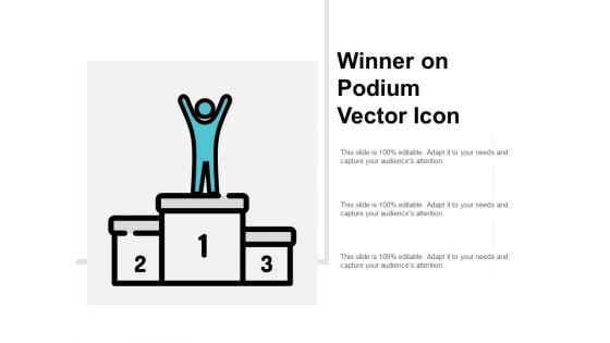 Winner On Podium Vector Icon Ppt PowerPoint Presentation File Master Slide