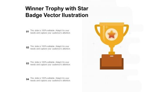 Winner Trophy With Star Badge Vector Ilustration Ppt PowerPoint Presentation File Information PDF