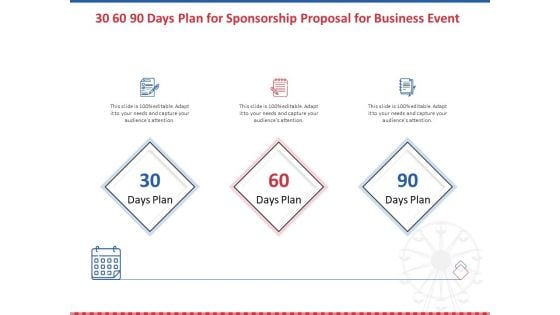 Winning Event Sponsorship 30 60 90 Days Plan For Sponsorship Proposal For Business Event Graphics PDF