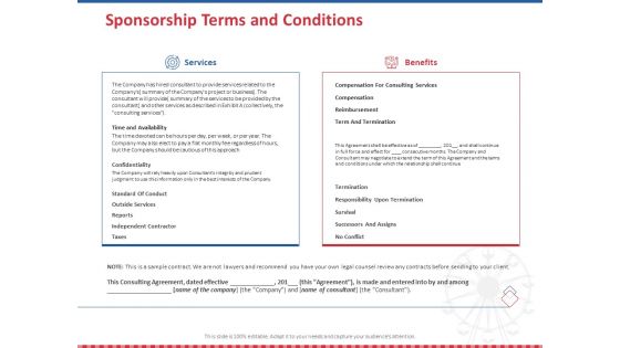 Winning Event Sponsorship Sponsorship Terms And Conditions Ppt PowerPoint Presentation Pictures Diagrams PDF