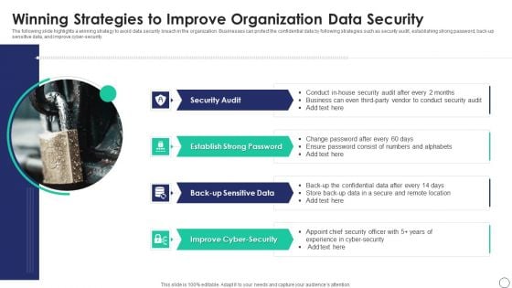 Winning Strategies To Improve Organization Data Security Pictures PDF
