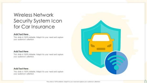 Wireless Network Security System Icon For Car Insurance Professional PDF