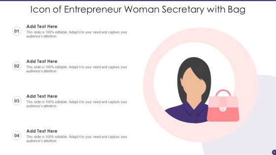 Woman Entrepreneur Icon Ppt PowerPoint Presentation Complete Deck With Slides