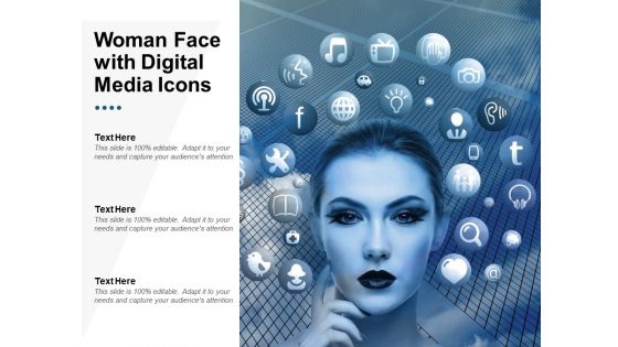 Woman Face With Digital Media Icons Ppt Powerpoint Presentation Visual Aids Pictures