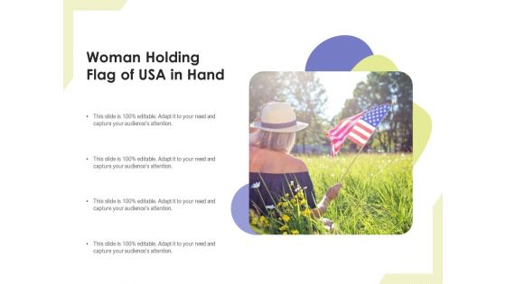 Woman Holding Flag Of Usa In Hand Ppt PowerPoint Presentation Themes PDF