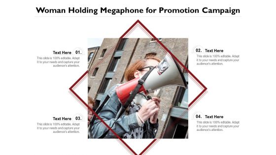 Woman Holding Megaphone For Promotion Campaign Ppt PowerPoint Presentation Layouts Rules PDF