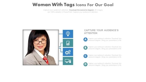Woman Photo With Business Report Powerpoint Slides
