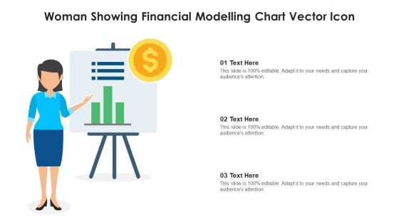 Woman Showing Financial Modelling Chart Vector Icon Diagrams PDF