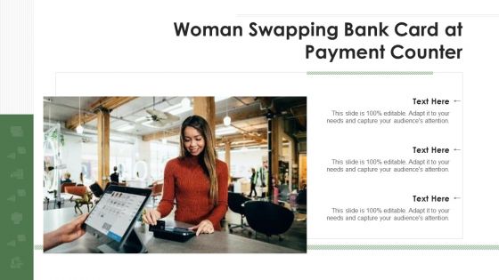 Woman Swapping Bank Card At Payment Counter Ppt PowerPoint Presentation File Demonstration PDF