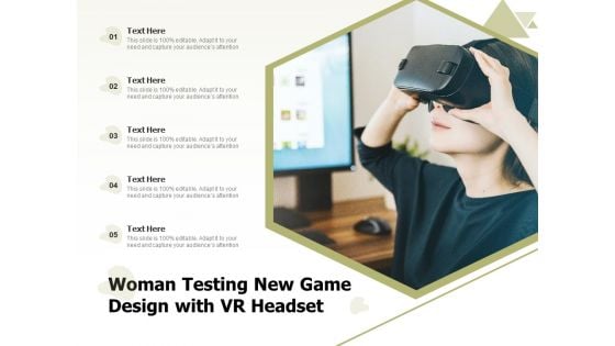 Woman Testing New Game Design With VR Headset Ppt PowerPoint Presentation Professional Master Slide