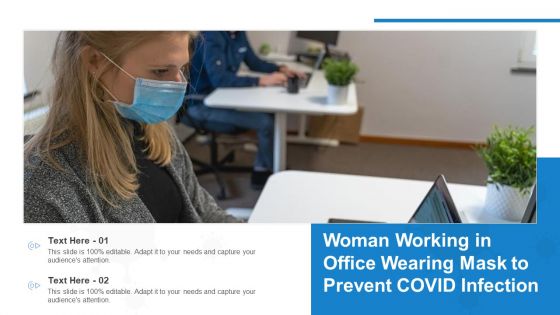 Woman Working In Office Wearing Mask To Prevent COVID Infection Ppt Outline Objects PDF