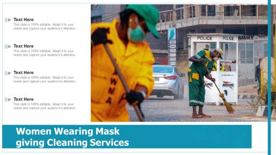 Women Wearing Mask Giving Cleaning Services Ppt Professional Templates PDF