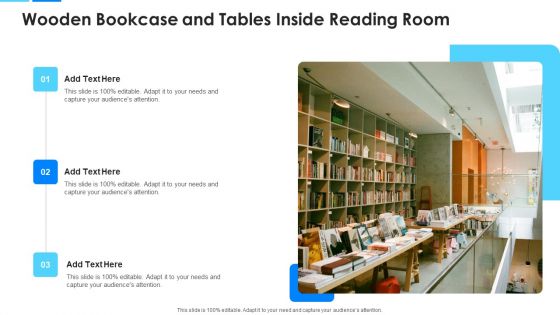 Wooden Bookcase And Tables Inside Reading Room Icons PDF