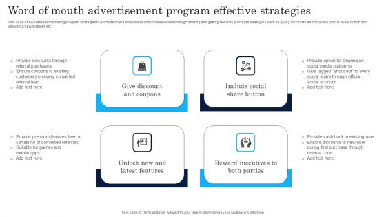 Word Of Mouth Advertisement Program Effective Strategies Demonstration PDF